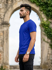 Royal Blue Solid Regular T-Shirt For Men | Solid T-Shirt