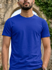 Royal Blue Solid Regular T-Shirt For Men | Solid T-Shirt