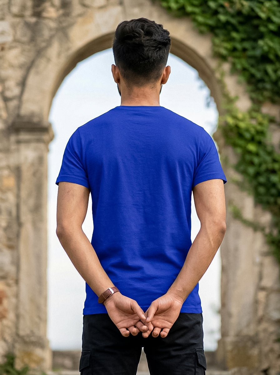 Royal Blue Solid Regular T-Shirt For Men | Solid T-Shirt