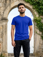 Royal Blue Solid Regular T-Shirt For Men | Solid T-Shirt