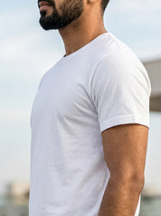 White Solid Regular T-Shirt For Men | Solid T-Shirt