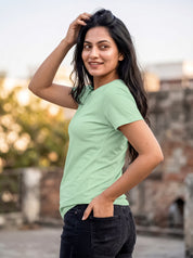 Mint Green Regular Solid T-Shirt For Women | Solid T-Shirt