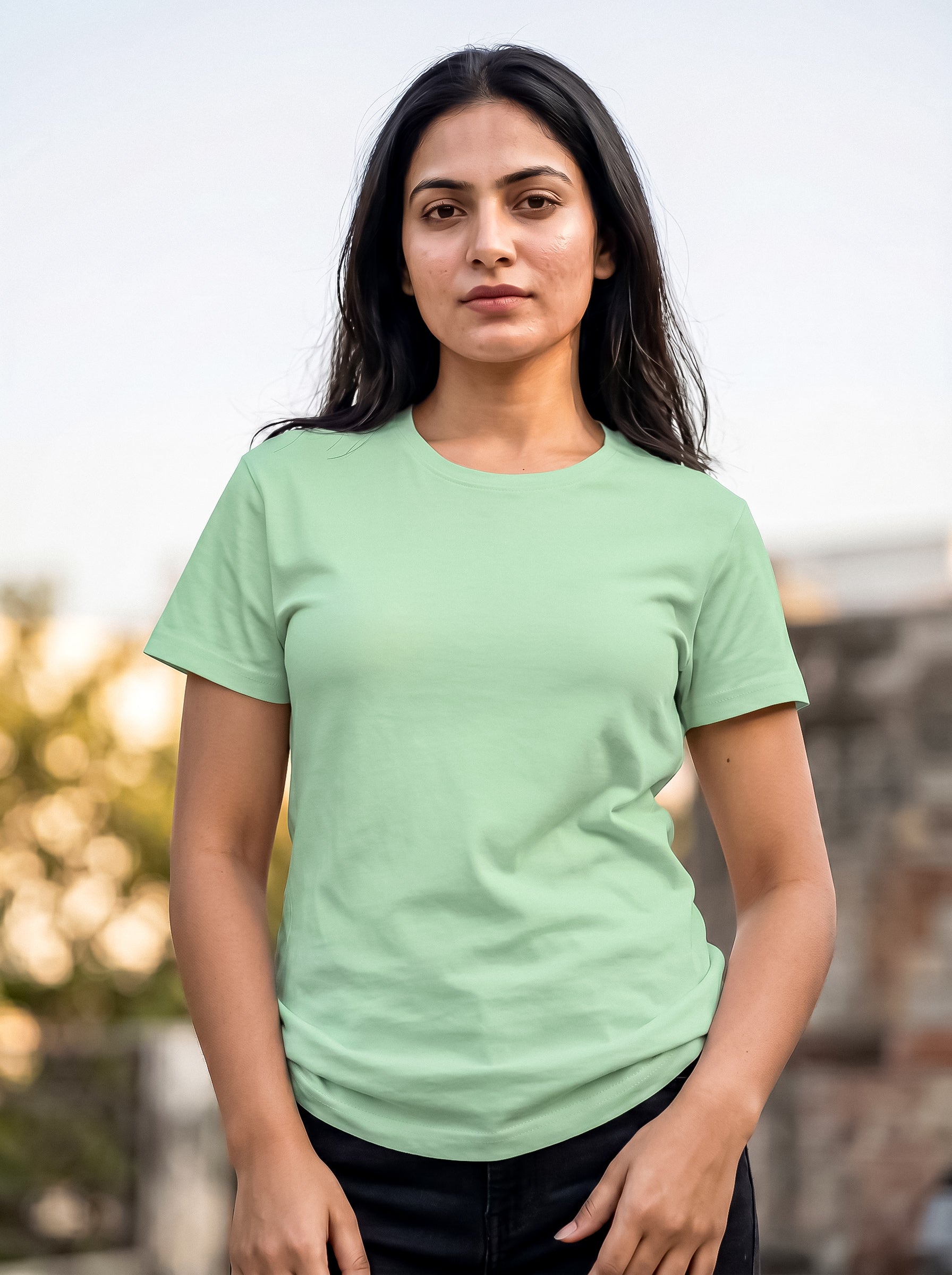 Mint Green Regular Solid T-Shirt For Women | Solid T-Shirt
