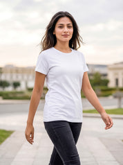 White Regular Solid T-Shirt For Women | Solid T-Shirt