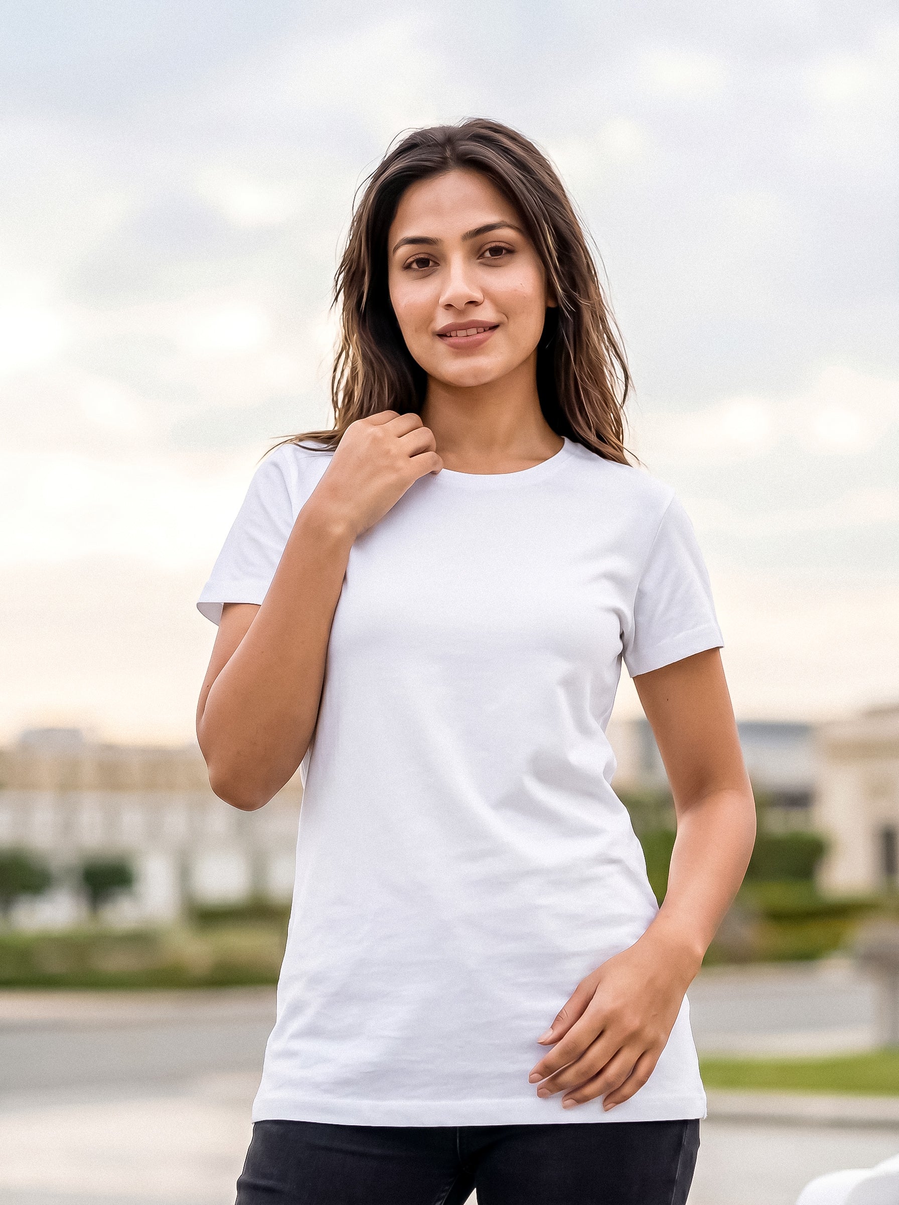 White Regular Solid T-Shirt For Women | Solid T-Shirt