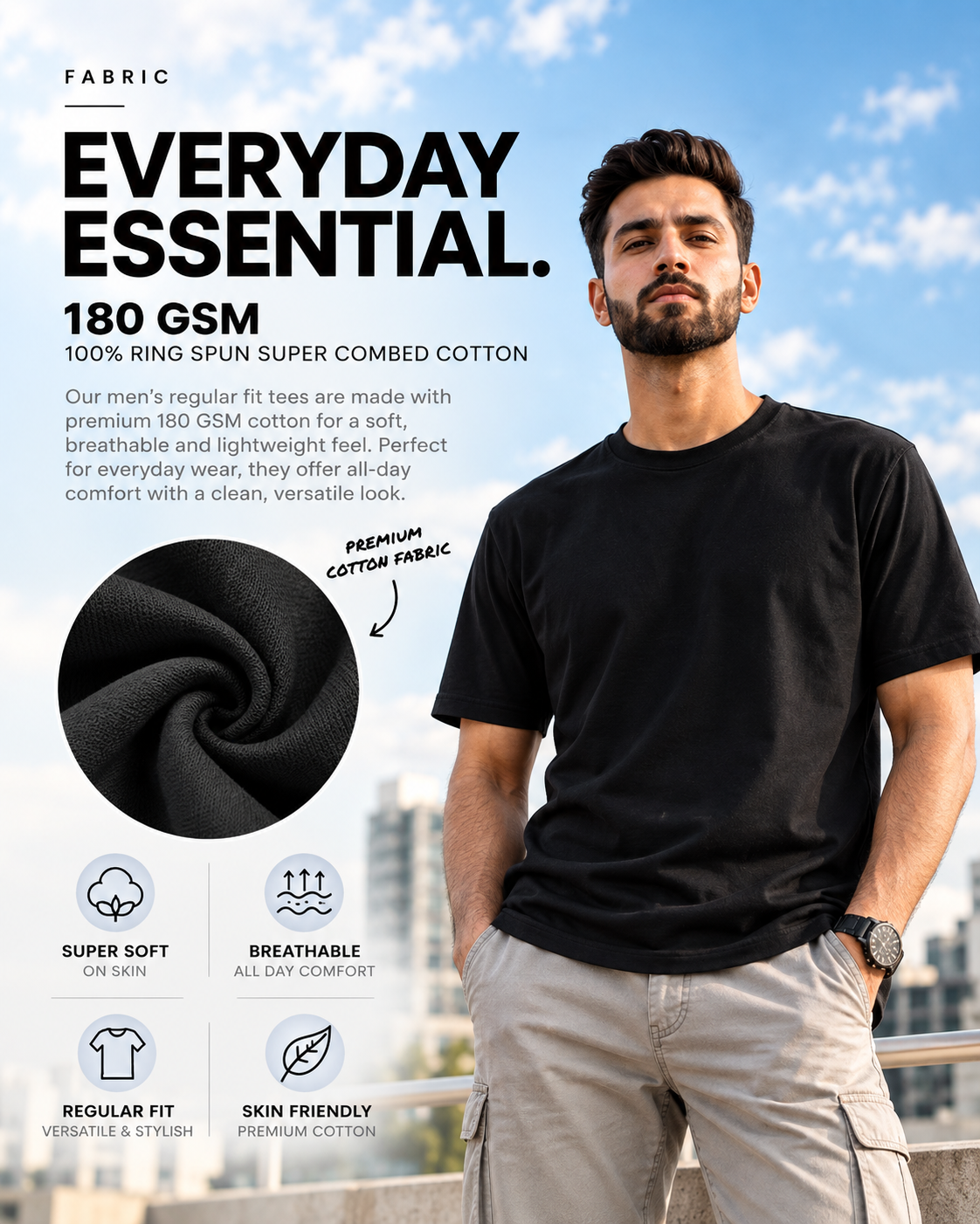 TeeFusion Men Regular – 180 GSM Cotton